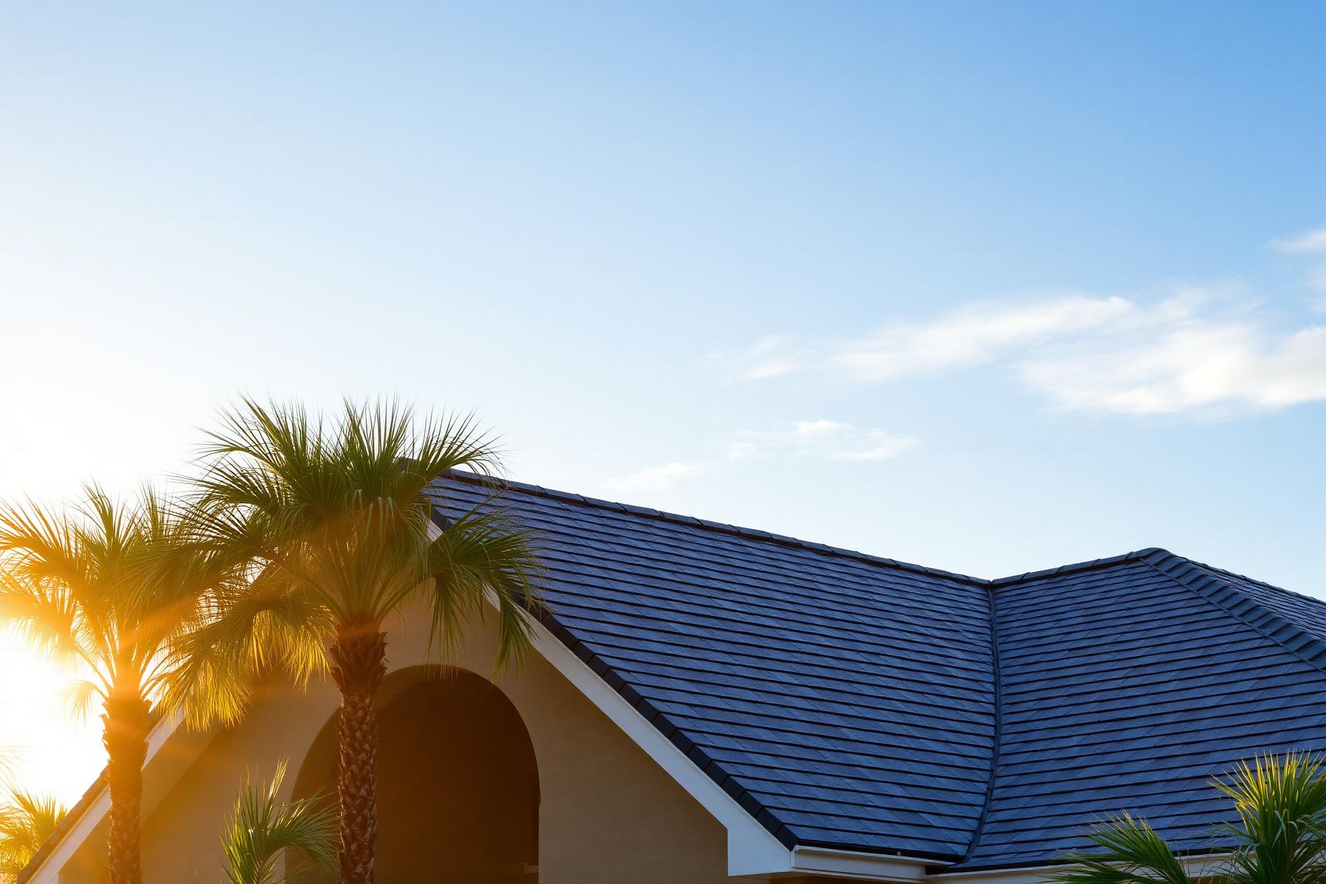 Florida home with new architectural roof at sunset